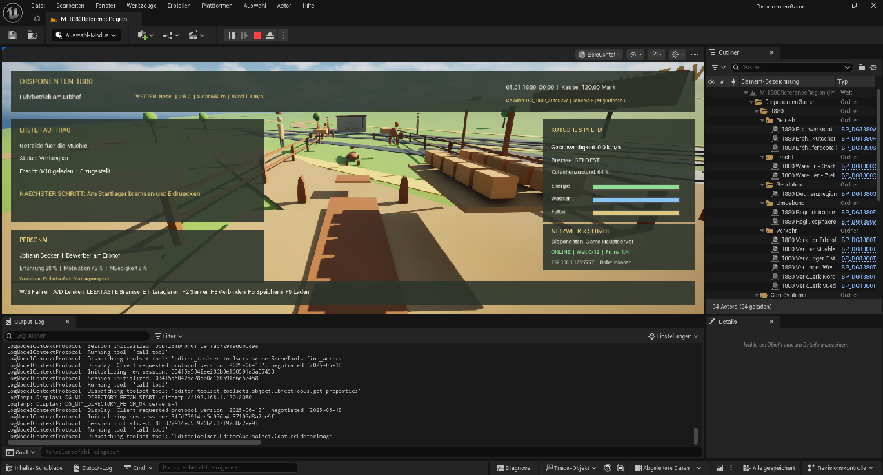 Befahrbarer geodatengestützter Straßenausschnitt in Unreal Engine
